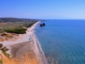 Vrak lode Dimitrios na pláži Selinitsa severne od Gythea