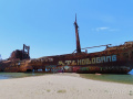 Peloponéz 2021 - itinerár - vrak lode Dimitrios na pláži Valtaki
