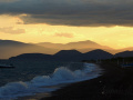 Argolida, pláž Kantia po západe slnka