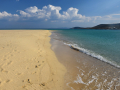 Pláž Pounta, pohľad smerom na východ a bližší ostrov Elafonisos