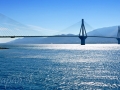 Most Rio-Antirio z trajektu, pohľad na juhovýchod.